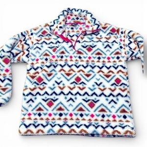 Eddie Bauer Women’s Large Aztec Fleece Pullover Quarter Zip So Soft